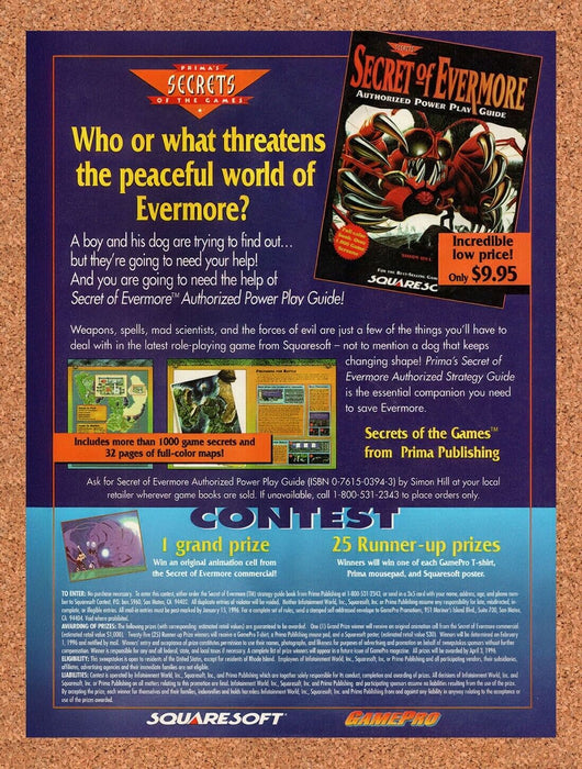1995 Secret Of Evermore Prima Contest Original Ad v - for just $17.99! 