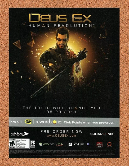 2013 Deus Ex Human Revolution PS3 Original Best Buy Ad v1 - for just $17.99! 