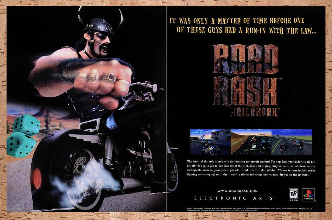 1999 Road Rash Jailbreak PS1 Original Ad v1 - for just $21.49! 