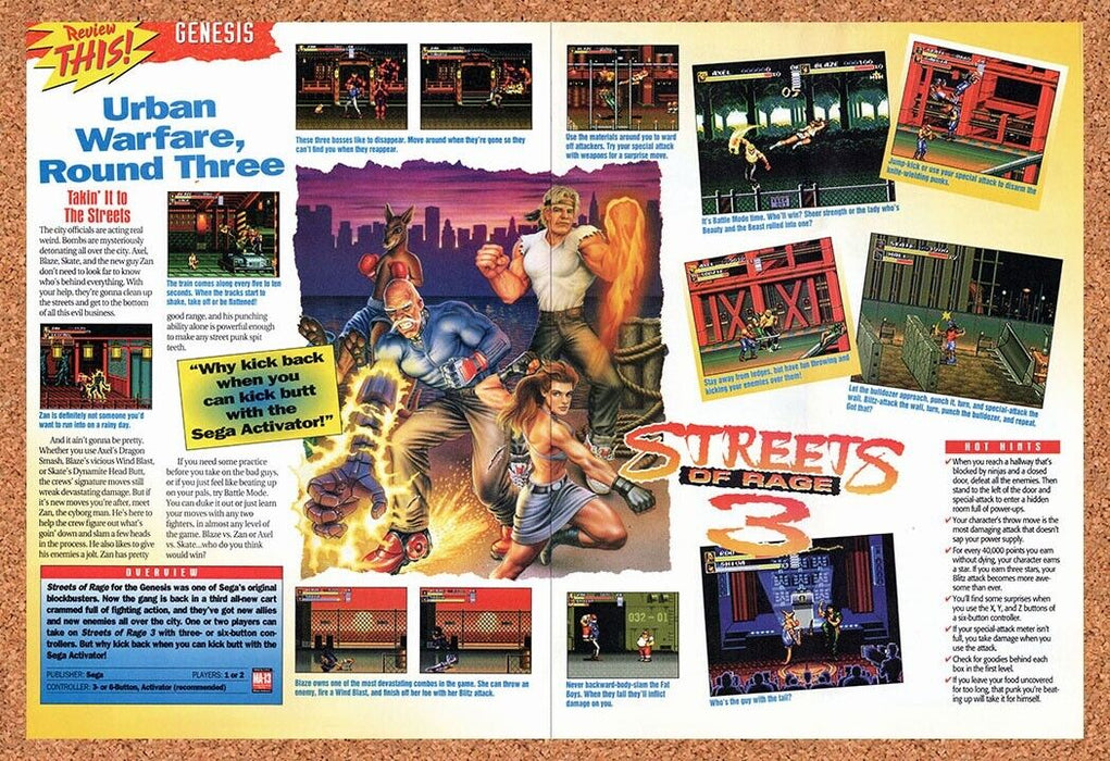 1994 Streets Of Rage 3 Genesis Original Ad v3 - for just $21.49! 