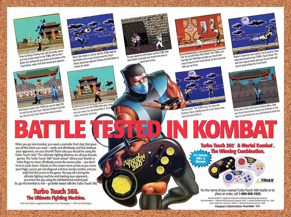 1993 Mortal Kombat Turbo Touch 360 Original Ad v1 - for just $17.99! 