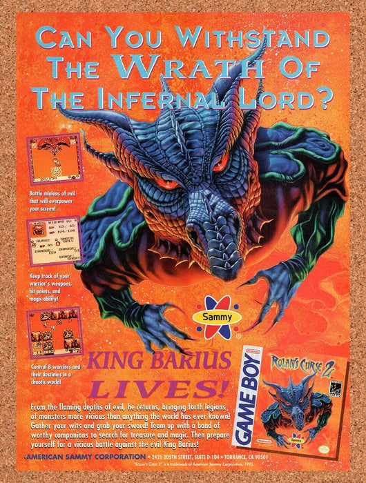 1992 Rolans Curse 2 Game Boy Original Ad v1 - for just $17.99! 