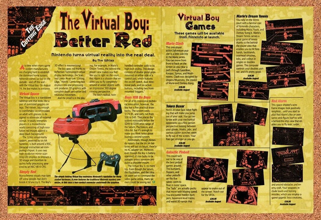 1995 Virtual Boy New Release Review Original Ad v4 - for just $21.49! 