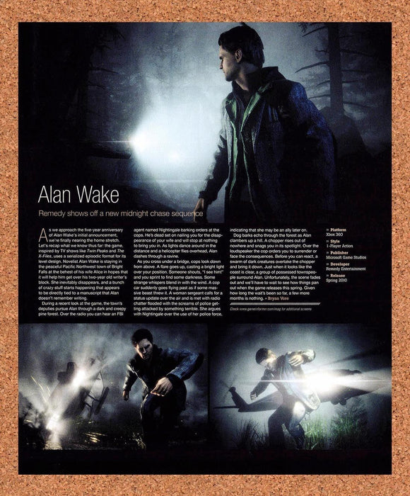 2009 Alan Wake Xbox 360 Original Advertisement vr1