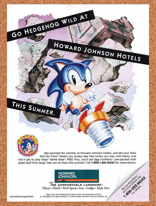 1994 Sonic Howard Johnson Original Ad v4 - for just $16.64! 