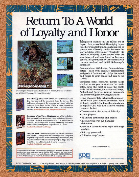 1991 Nobunaga's Ambition 2 PC Original Ad - for just $17.99! 