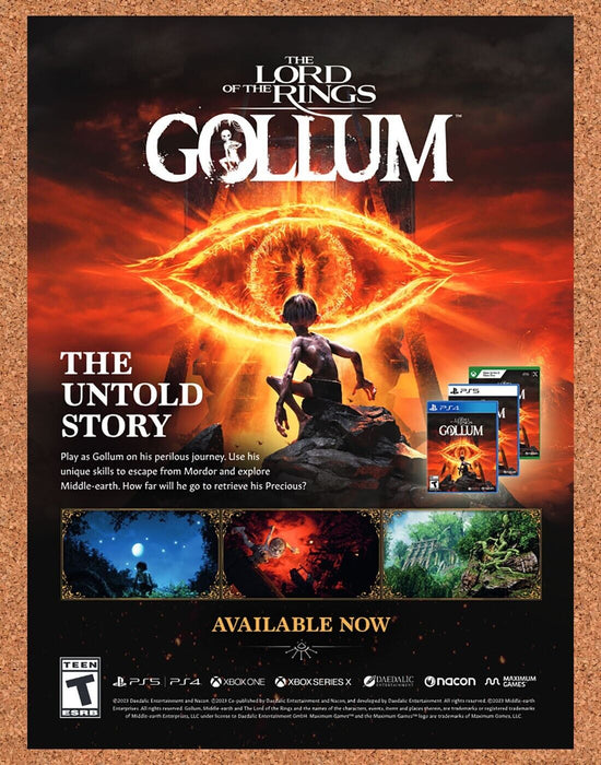2023 Lord Of The Rings Gollum PS5 Original Ad - for just $17.99! 