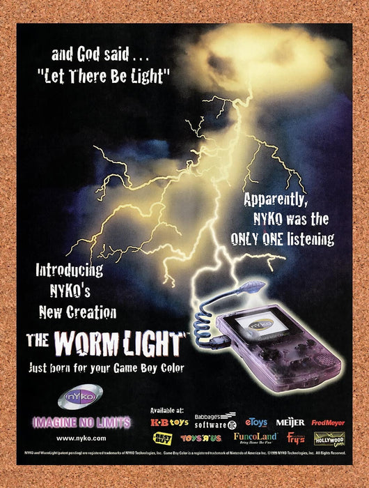1999 Nyko Game Boy Color Worm Light Original Ad v5 - for just $17.99! 