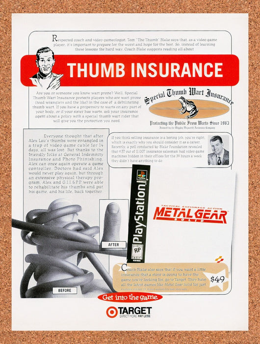 1998 Metal Gear Solid Target Original Ad v5 - for just $17.99! 