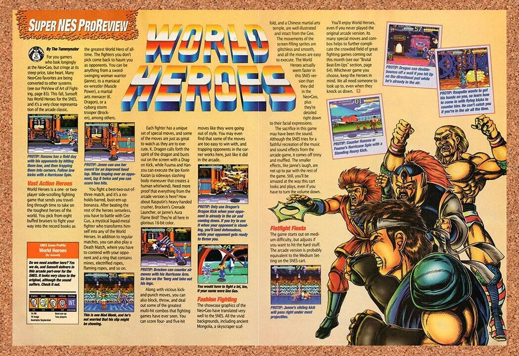 1993 World Heroes SNES Original Ad v2 - for just $21.49! 