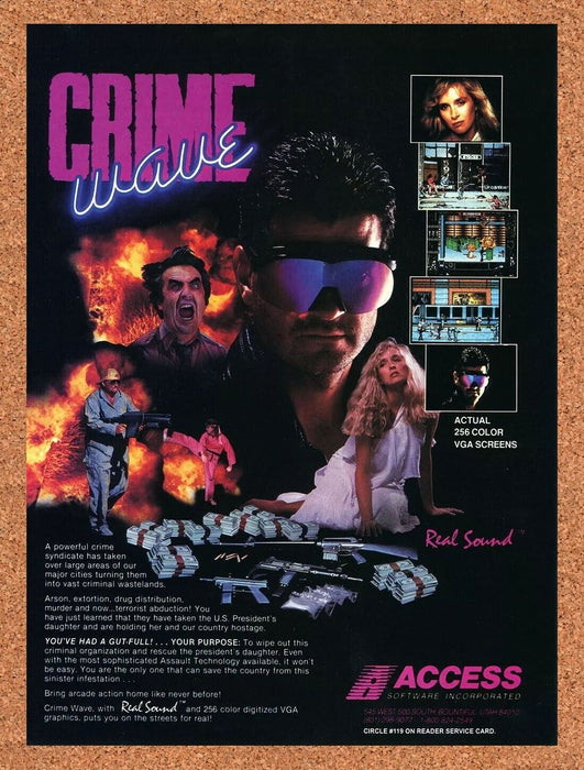 1990 Crime Wave PC Tandy Dos Original Ad - for just $17.99! 