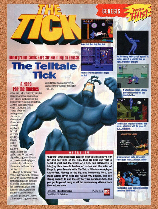 1995 The Tick Genesis Original Ad v1 - for just $16.19! 