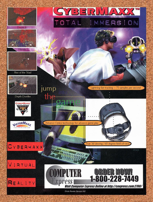 1995 CyberMaxx Virtual Reality Headset Original Ad v1 - for just $17.99! 