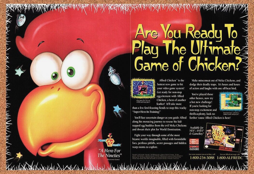 1994 Super Alfred Chicken SNES Original Ad v2 - for just $21.49! 