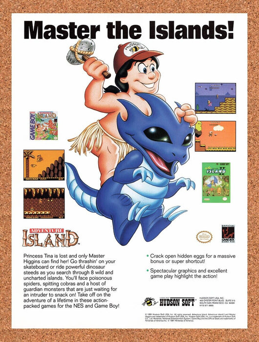 1992 Adventure Island NES Original Ad v1 - for just $17.99! 