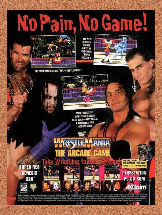 1995 WWF Wrestlemania The Arcade Game SNES Original Ad v1 - for just $17.99! 
