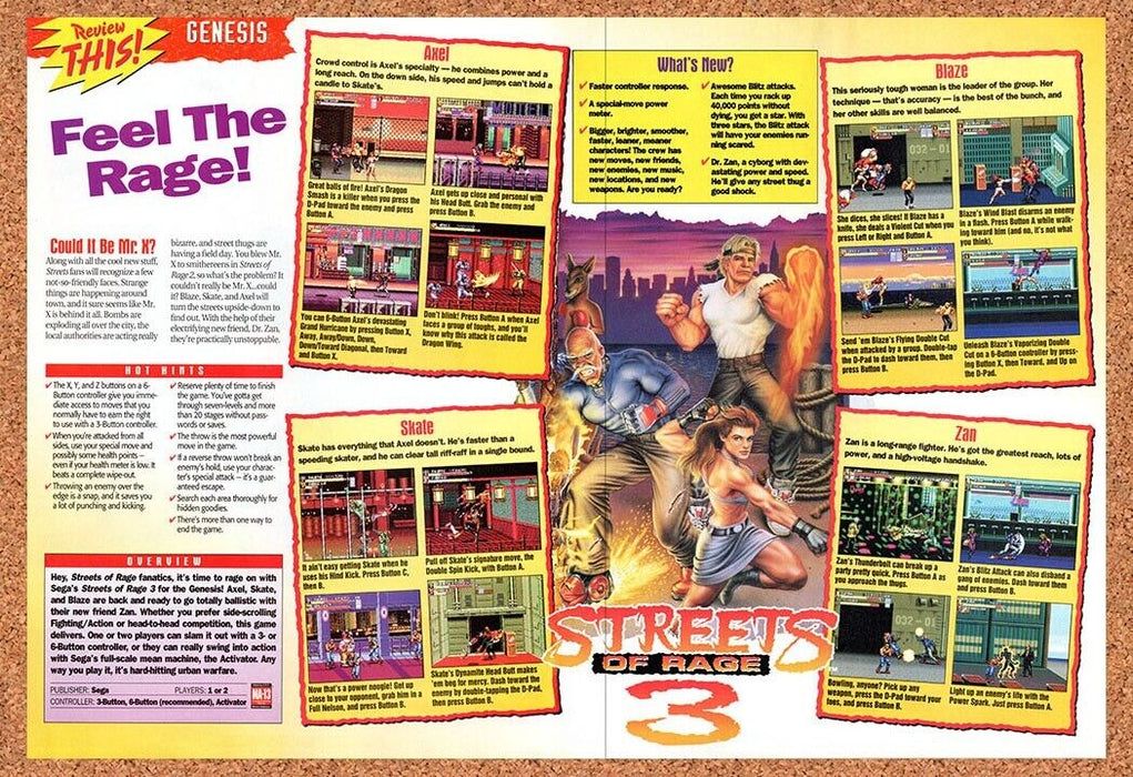 1994 Streets Of Rage 3 Genesis Original Ad v2 - for just $22.49! 