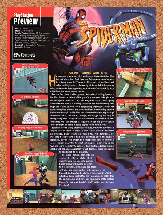 1992 Spider-Man PS1 Original Ad v1 - for just $17.99! 