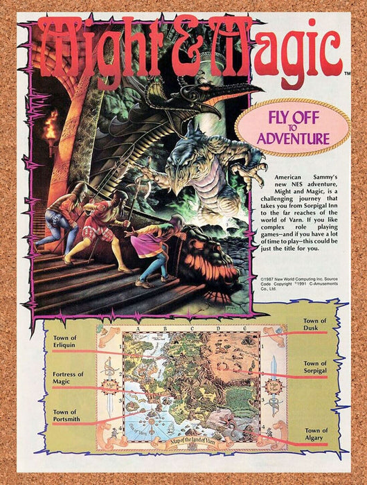 1990 Might And Magic NES Original Ad v1 - for just $17.99! 