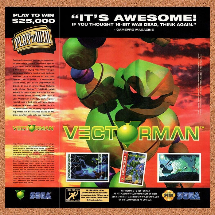 1995 Vectorman Sweepstakes Original Ad v1 - for just $21.49! 
