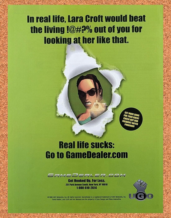 1999 Tomb Raider PC Original Game Dealer Ad - for just $17.99! 