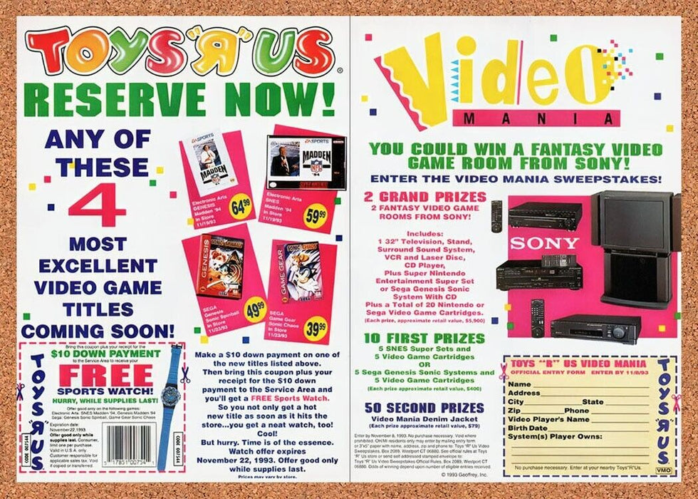 1993 Toys R Us Sweepstakes Original Ad v5 - for just $22.99! 