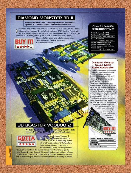 1998 Voodoo 2 3D Blaster & Diamond Monster Review Original Advertisement vr2 - for just $19.49! 