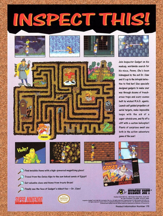 1993 Inspector Gadget SNES Original Ad v1 - for just $17.99! 