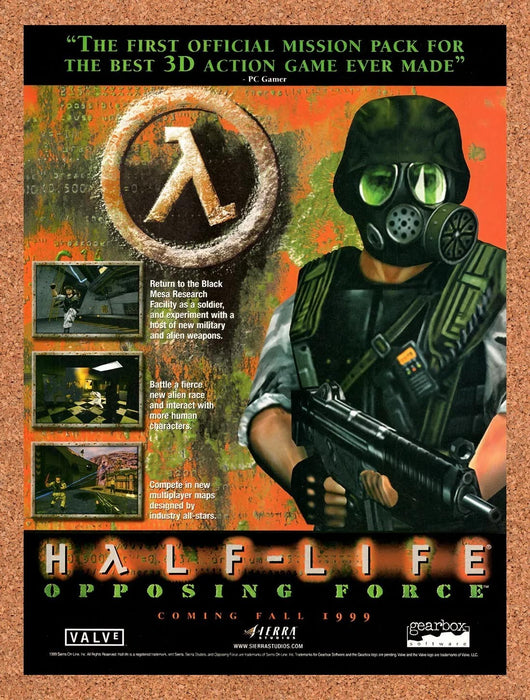 1999 Half-Life Opposing Force PC Original Advertisement v1 - for just $19.49! 