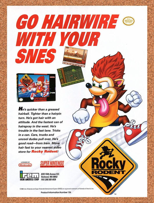 1993 Rocky Rodent SNES Original Ad v2 - for just $17.99! 