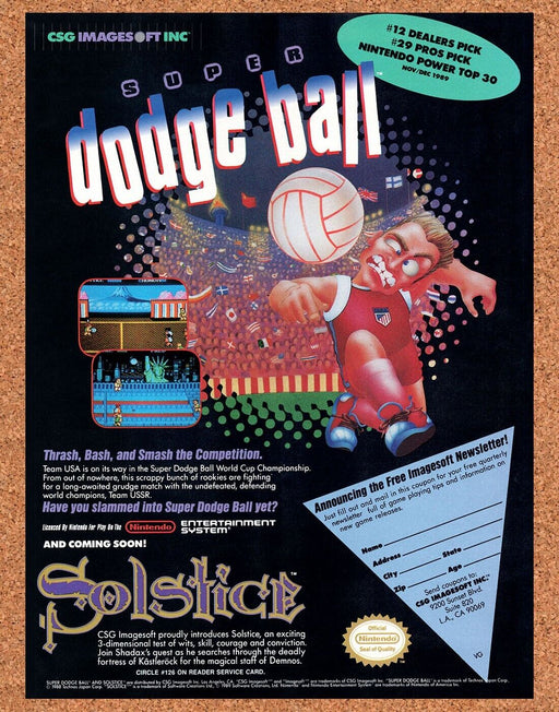 1990 Super Dodge Ball NES Original Ad - for just $17.99! 