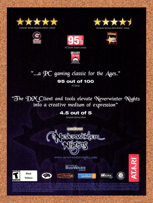 2002 Neverwinter Nights PC Original Ad v4 - for just $17.99! 