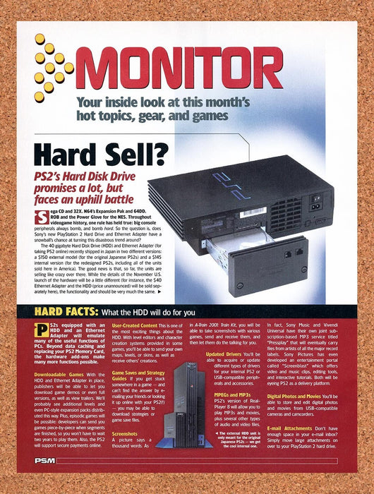 2001 Sony PS2 Console HDD Overview Original Ad v6 - for just $17.99! 