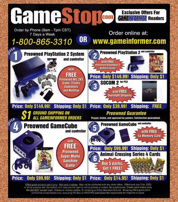 2003 GameStop Pre-Owned Consoles Original Advertisement v6 - for just $19.49! 