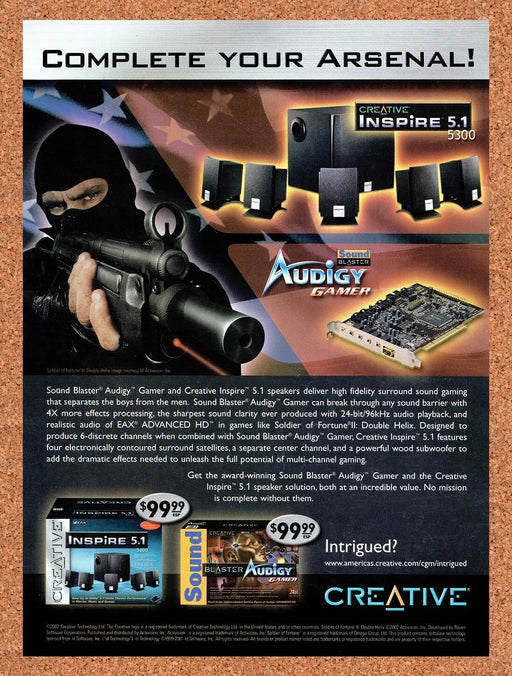 2002 Soldier Of Fortune II Double Helix Sound Blaster Audigy Original Ad - for just $17.99! 