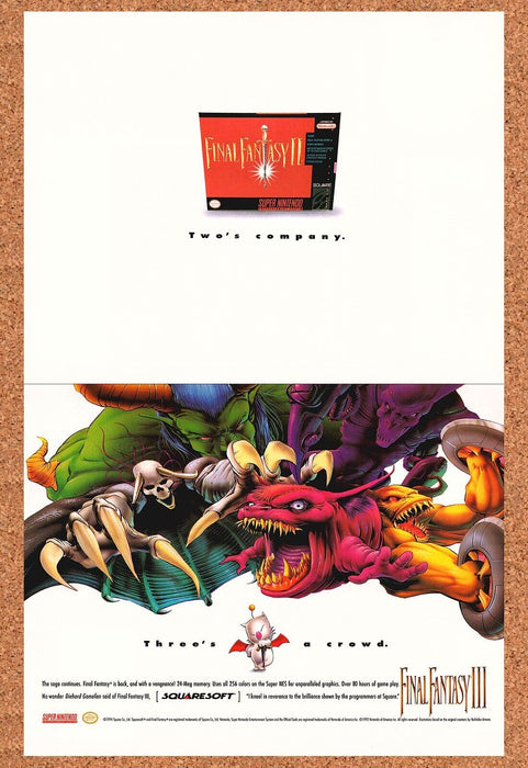 1994 Final Fantasy III SNES Original Ad - for just $21.49! 