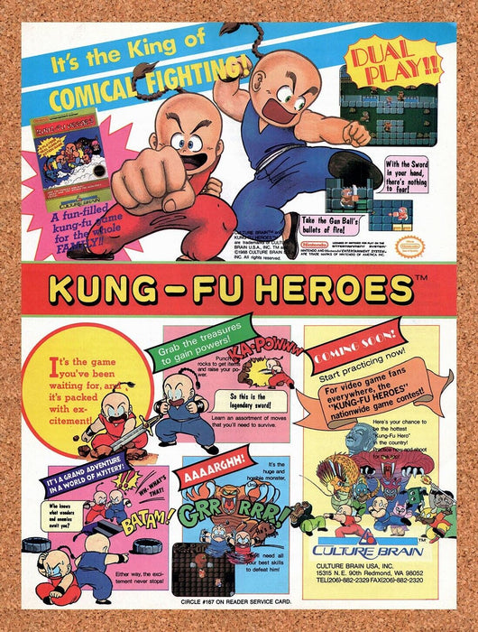 1989 Kung-Fu Heroes NES Original Ad v1 - for just $17.99! 