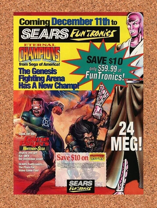 1995 Eternal Champions Genesis Original Sears Funtronics Rebate Ad v2 - for just $17.99! 