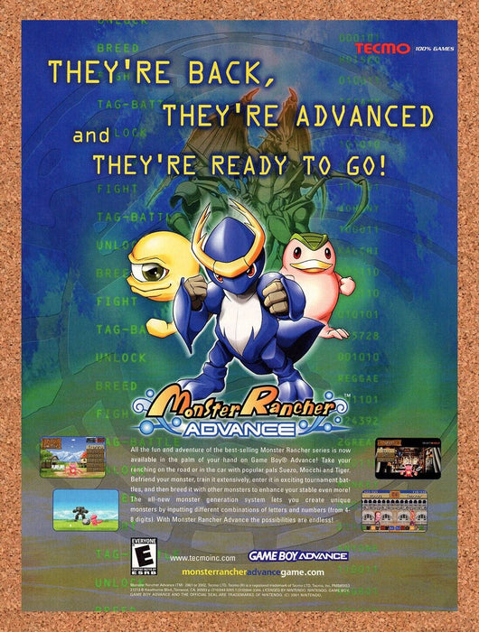 2001 Monster Rancher Advance GBA Original Ad v1 - for just $17.99! 
