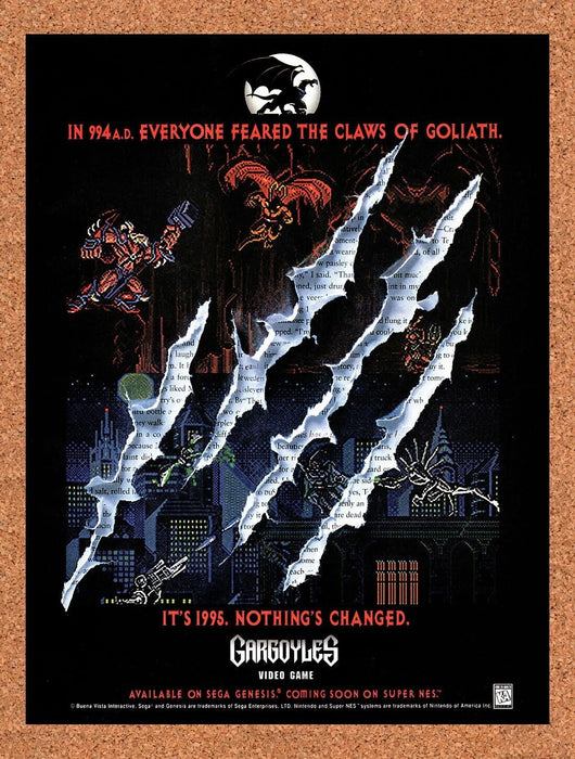 1995 Gargoyles The Video Game Genesis Original Ad v1 - for just $17.99! 