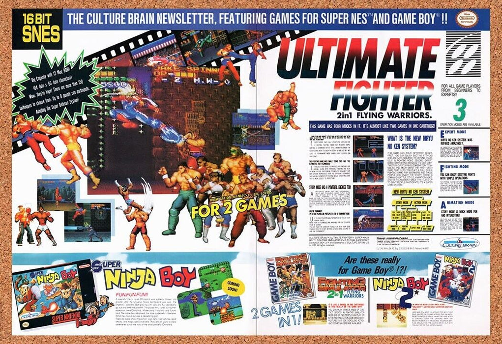 1992 Culture Brain Games On Nintendo Original Ad v1 - for just $21.49! 