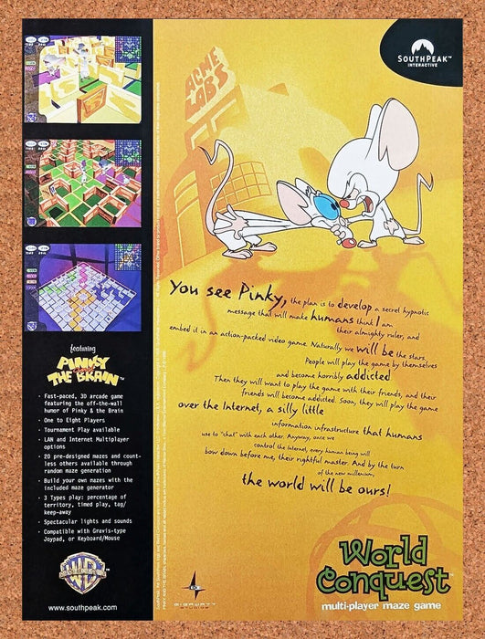 1999 Pinky And The Brain PC Conquest Original Ad - for just $17.99! 