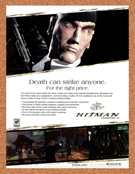 2001 Hitman Codename 47 PC Original Ad - for just $17.99! 