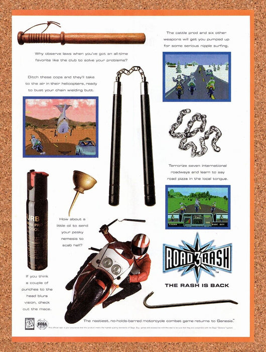 1995 Road Rash 3 Genesis Original Ad v3 - for just $17.99! 