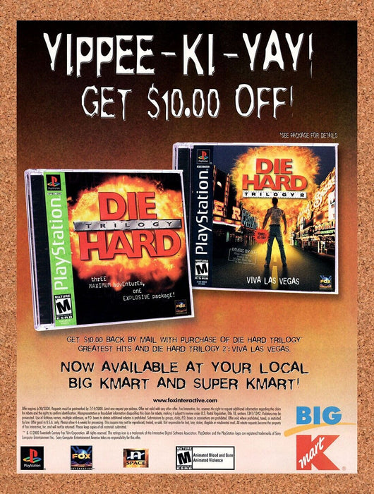 2000 Die Hard Trilogy PS1 Original Kmart Ad v2 - for just $17.99! 