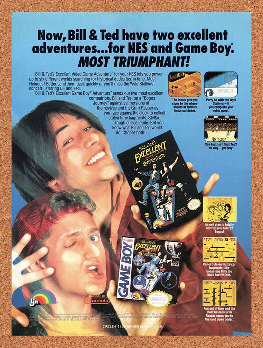 1991 Bill & Teds Excellent Video Game Adventure NES Original Ad - for just $17.99! 
