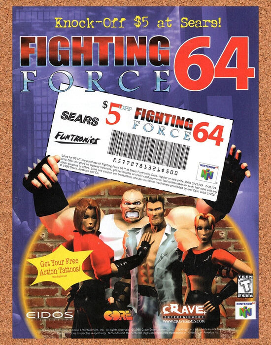 1999 Fighting Force 64 Sears Funtronics Original Ad - for just $17.99! 