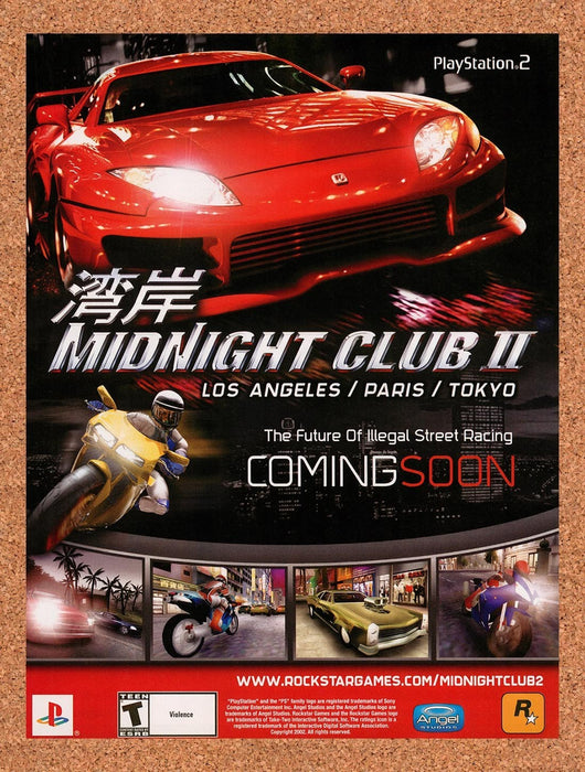 2002 Midnight Club II PS2 Original Advertisement v3 - for just $19.49! 