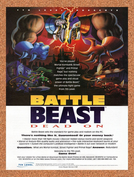 1995 Battle Beast Dead On PC Original Ad - for just $17.99! 
