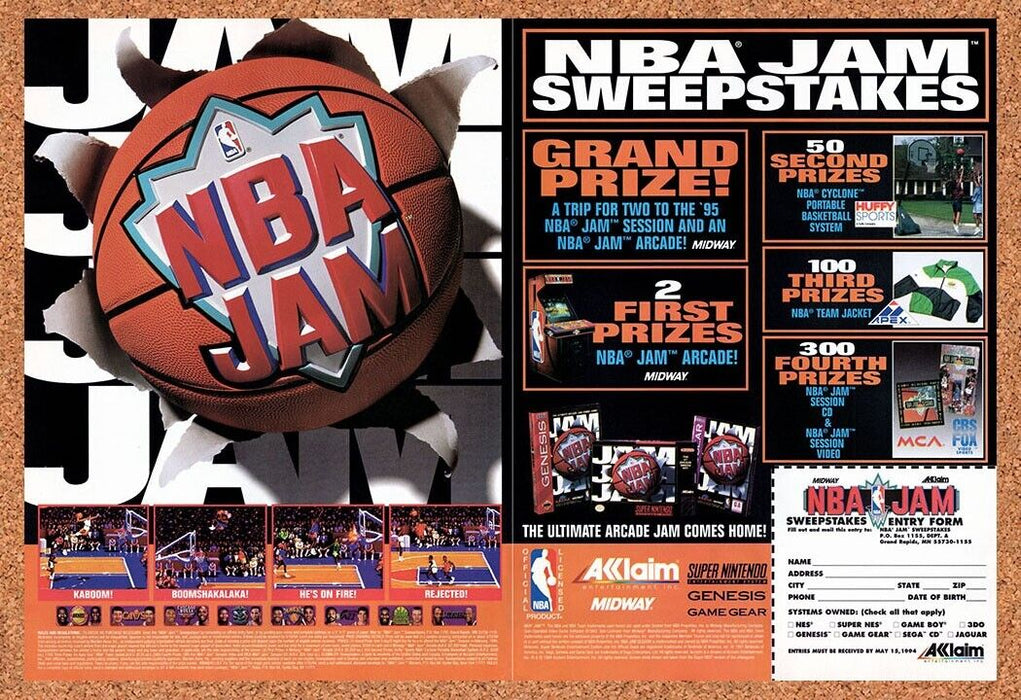 1994 NBA Jam Sweepstakes Original Ad v7 - for just $21.49! 